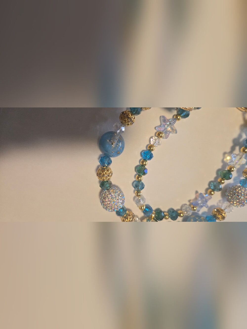 Handcrafted Blue Crystal Star & Moon Bracelet - Picture 3 of 6